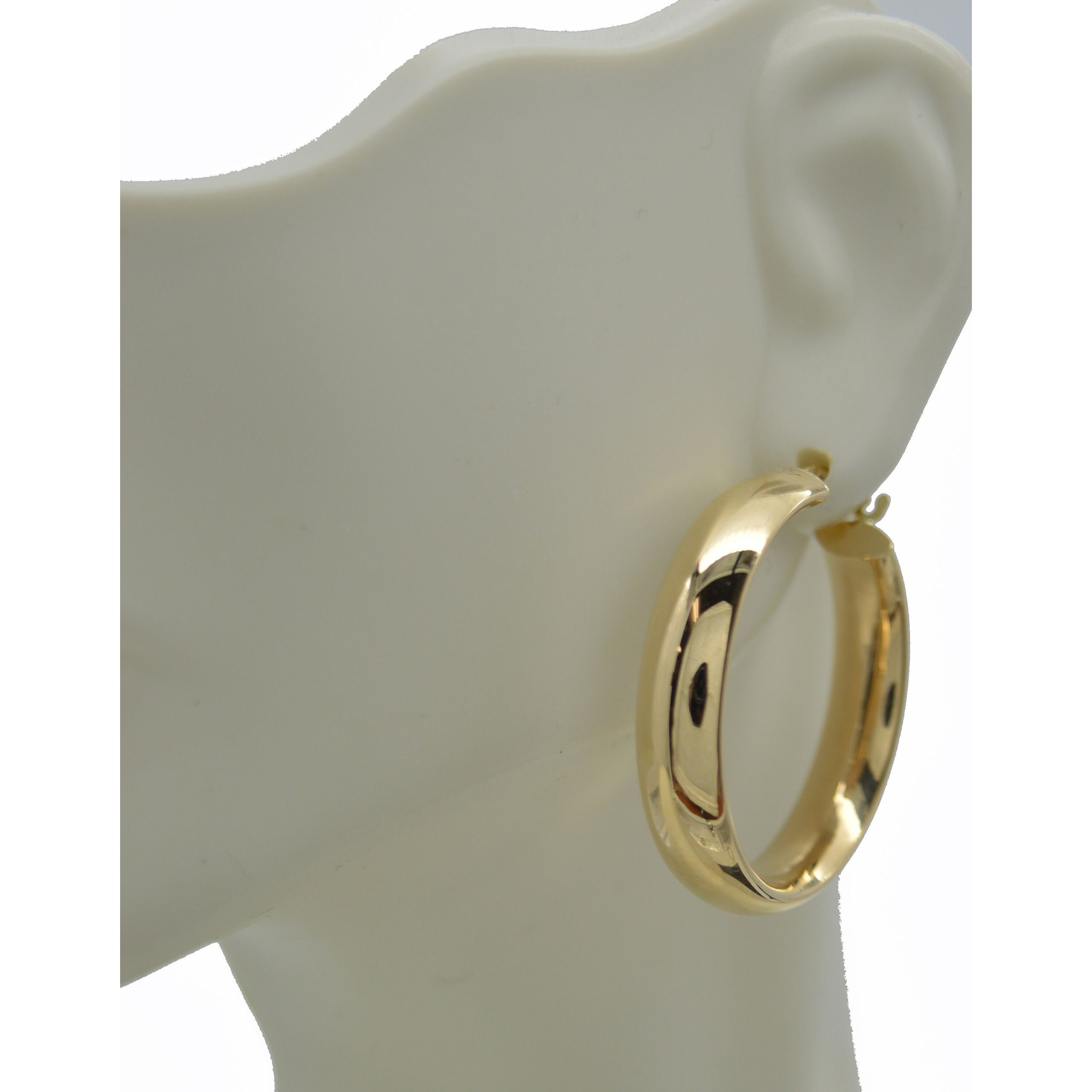 Real 14k Solid Yellow Gold 6mm X 30mm All Shiny Plain Hoop Earrings 4.9gr
